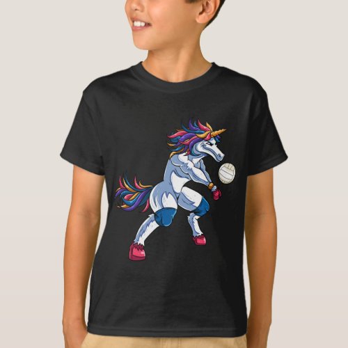 Funny Unicorn Volleyball Mine Rally Beach Player C T_Shirt