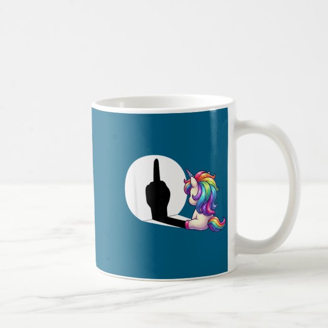 Funny Unicorn With Middle Finger Morning Grouch  Coffee Mug (Right)