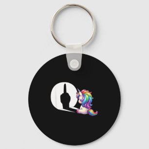 Funny Unicorn With Middle Finger Morning Grouch  Keychain