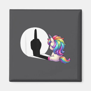 Funny Unicorn With Middle Finger Morning Grouch Magnet