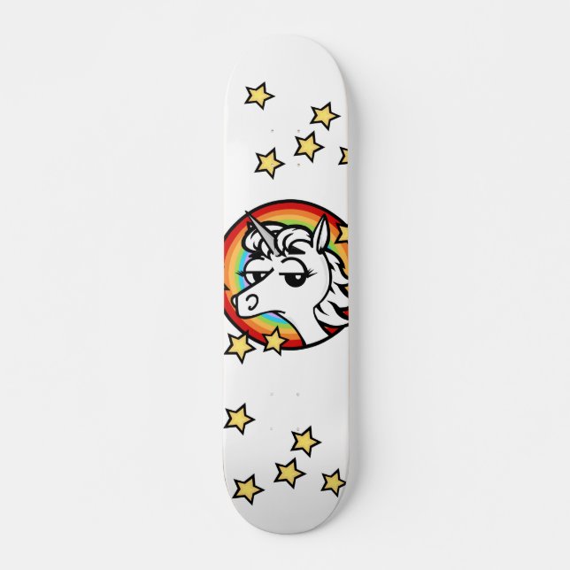 FUNNY UNICORN WITH RAINBOW GRAPHIC SKATEBOARD DECK (Front)