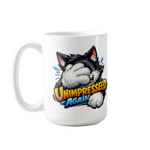 Funny Unimpressed Cat Coffee Mug - Grumpy Office