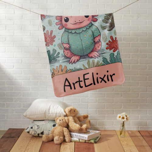 Funny Unique Axolotl Print Baby Blanket