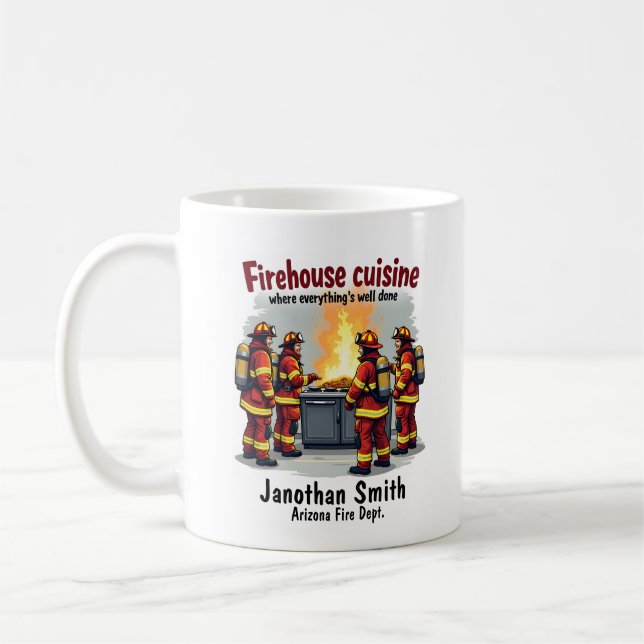 Funny Unique Cooking Firefighter  Coffee Mug (Left)