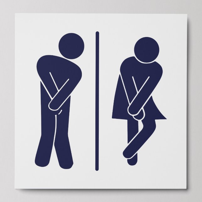 Funny Unisex Bathroom Sign Peel And Stick Photo Tile (Front Set)