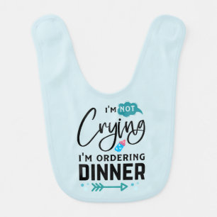 Funny unisex dinner crying word art baby bib