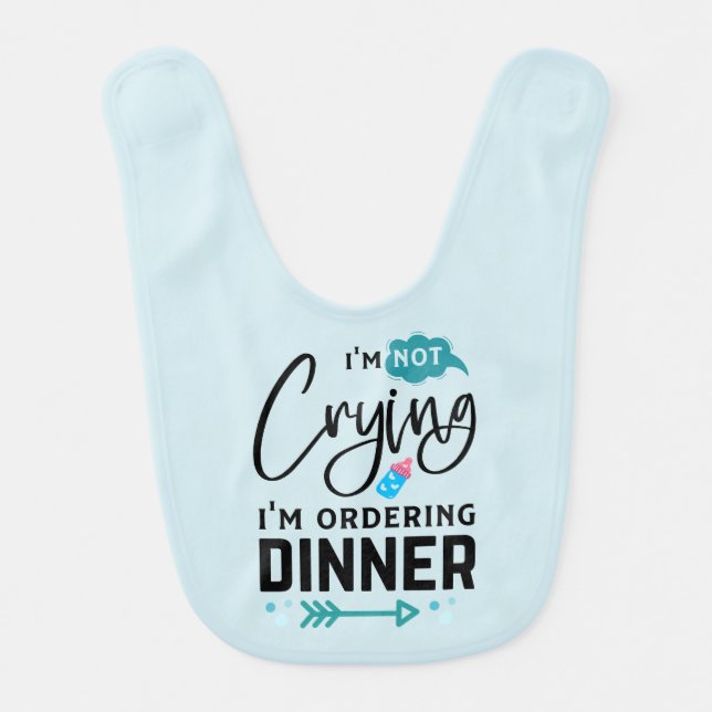 Funny unisex dinner crying word art  baby bib (Front)