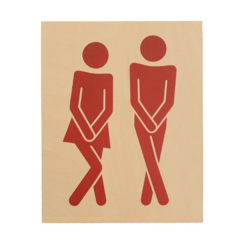 FUNNY UNISEX RESTROOM WALL WOOD SIGN