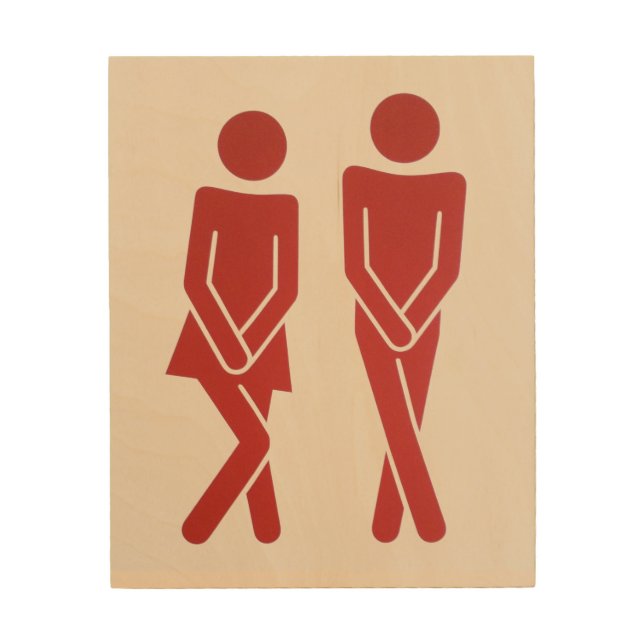FUNNY UNISEX RESTROOM WALL WOOD SIGN (Front)