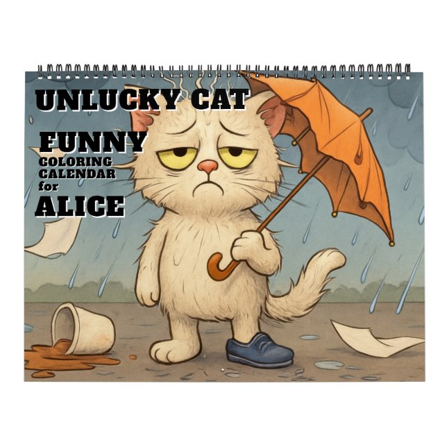 Funny Unlucky Cat Coloring Calendar (Cover)