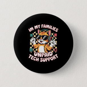 Funny unpaid tech pc support orange tabby cat game button