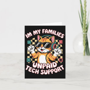 Funny unpaid tech pc support orange tabby cat game card