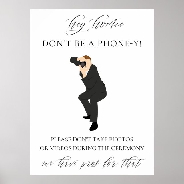 Funny Unplugged Ceremony Wedding Sign (Front)