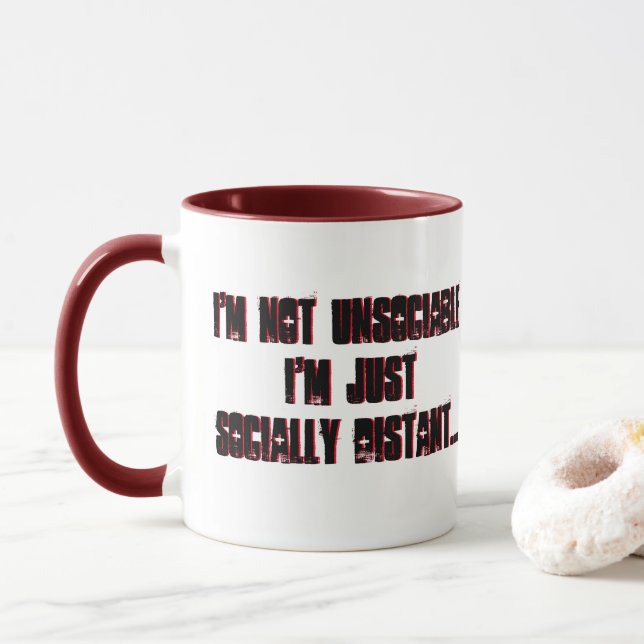 Funny Unsociable Introvert Anti-Social Joke Mug (With Donut)