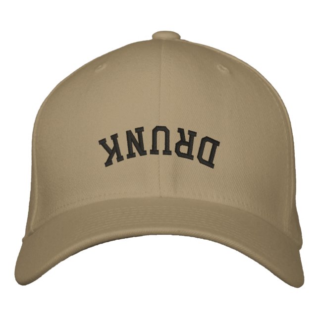 Funny Upside Down Drunk Embroidered Baseball Cap (Front)