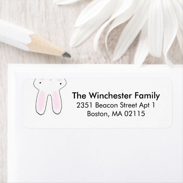 funny upside down Easter bunny white black cute Label (Insitu)