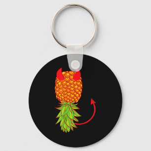 Funny upside down pineapple swinger fruit lover keychain