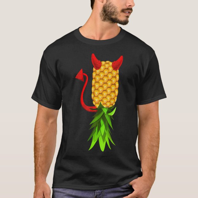 Funny Upside Down Pineapple Swinger Men Women T-Shirt (Front)