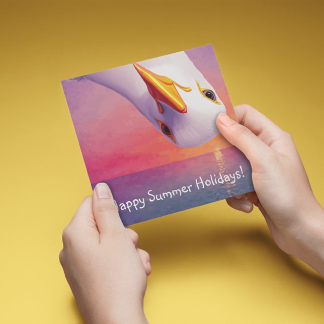 Funny Upside Down Seagull Summer Holiday Card (Creator Uploaded)