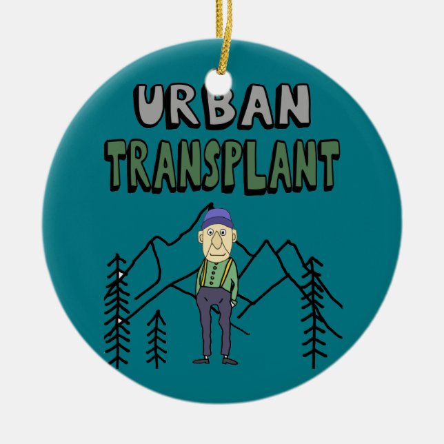 Funny Urban Transplant Remote Working Ceramic Ornament (Front)
