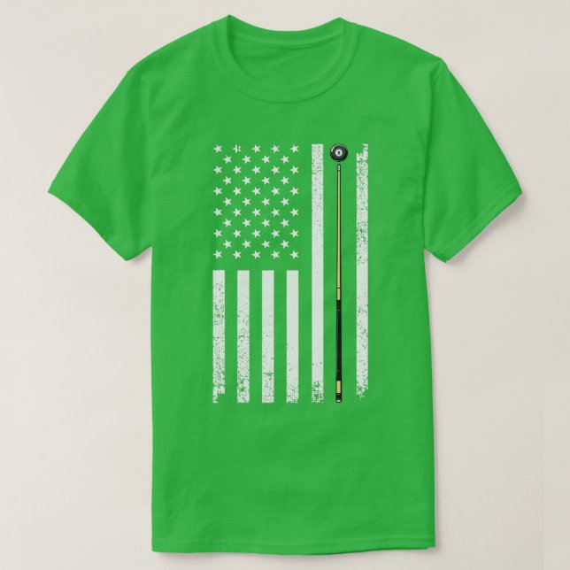Funny US Flag Billiards Design For Men Women Billi T-Shirt (Design Front)