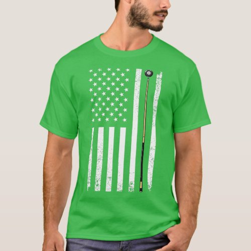 Funny US Flag Billiards Design For Men Women Billi T_Shirt