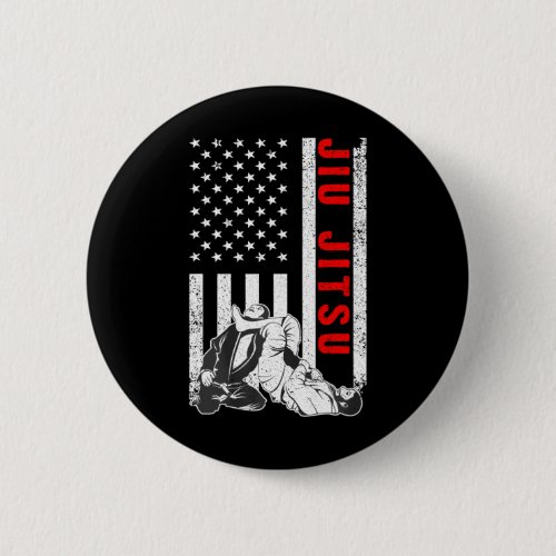 Funny US Flag Jiu Jitsu Art For Martial Arts Button