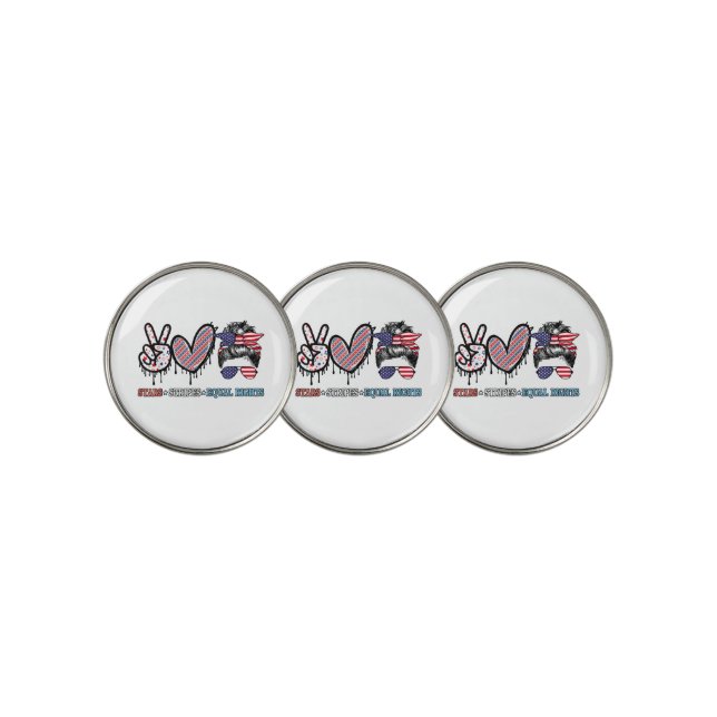 Funny US Flag Patriotic Golf Ball Marker (3 Up)