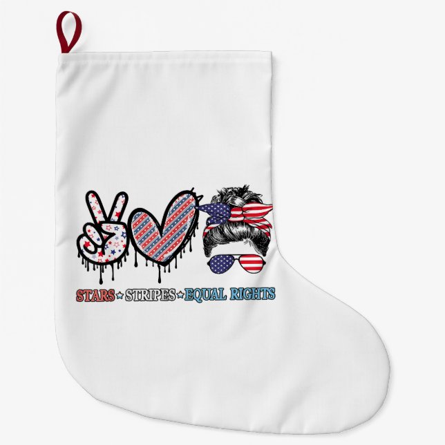 Funny US Flag Patriotic Large Christmas Stocking (Front)