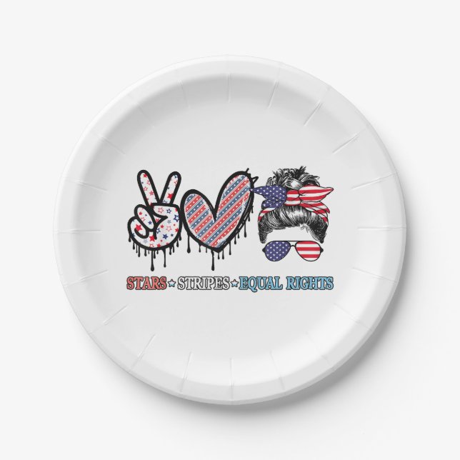 Funny US Flag Patriotic Paper Plates (Front)