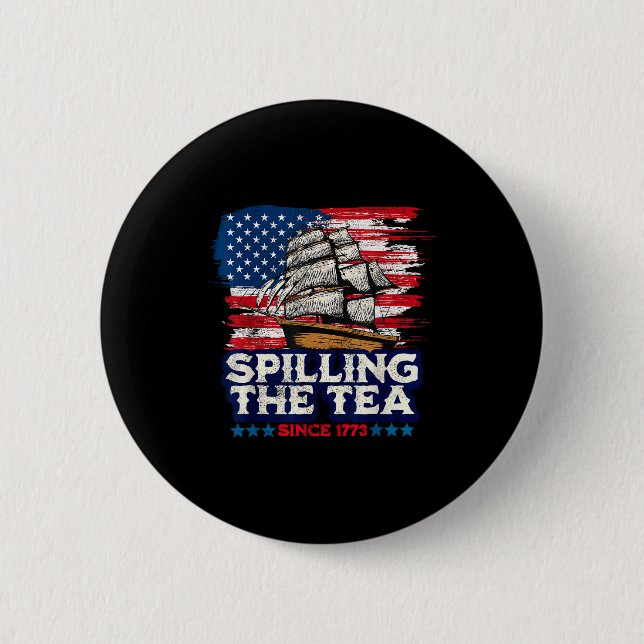 Funny Us History Teacher Boston Slling The Tea Sin Button (Front)