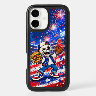 Funny USA Baseball Skeleton Phone Case – Patriotic