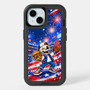 Funny USA Baseball Skeleton Phone Case – Patriotic