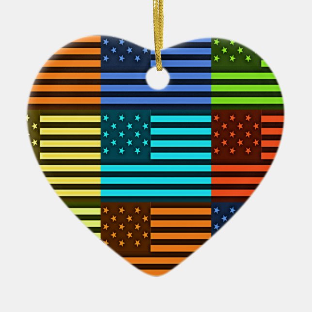 Funny USA Flag Ceramic Ornament (Front)