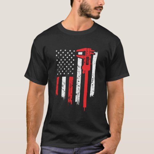 Funny Usa Flag Cnc Mechanic Tools Machinist Gift M T_Shirt