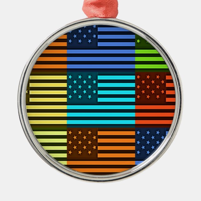Funny USA Flag Metal Ornament (Front)