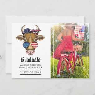 Funny USA Patriotic Cow Graduation Photo Announcement