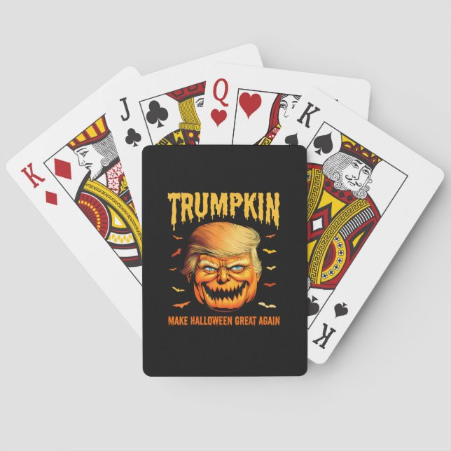 Funny Usa Pumpkin Trumpkin Make Halloween Great Ag Poker Cards (Back)