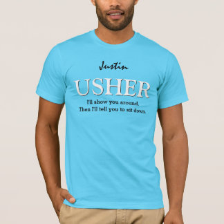 Funny Usher Customizable Wedding Party V011 AQUA T-Shirt