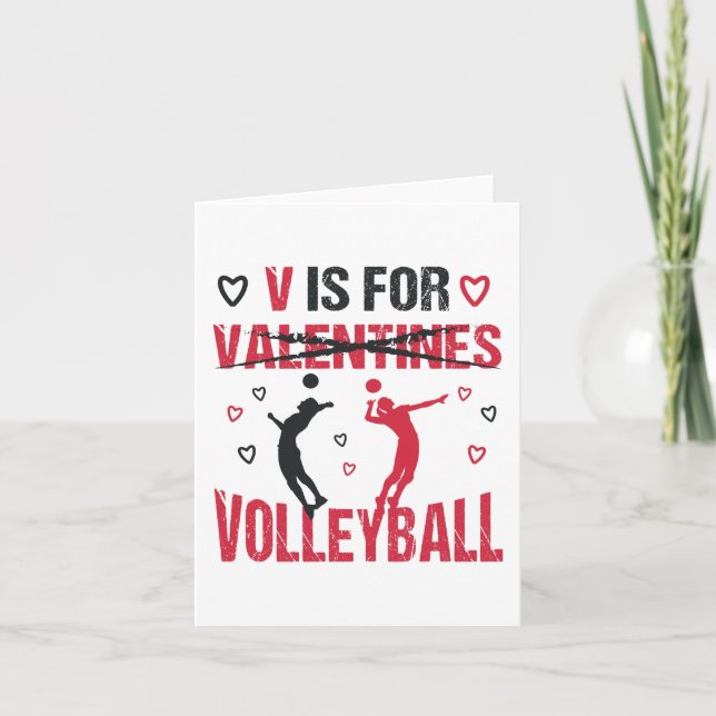 Funny V is for Volleyball Valentine's Day Gift Card (Front)