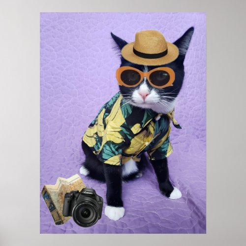 Funny Vacation Cat Print