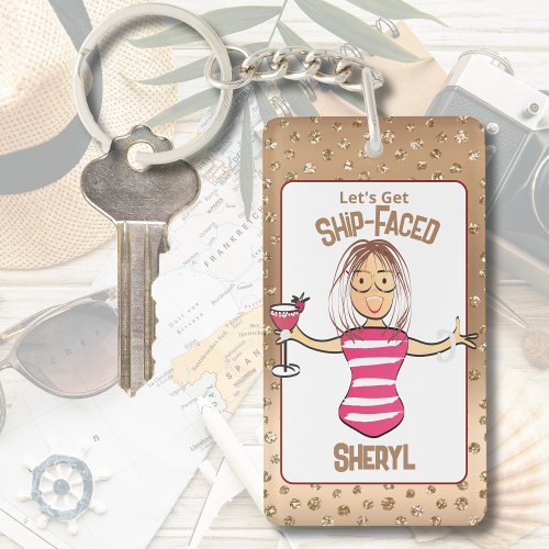 Funny Vacation Cruise Girls Trip Weekend Sparkle Keychain