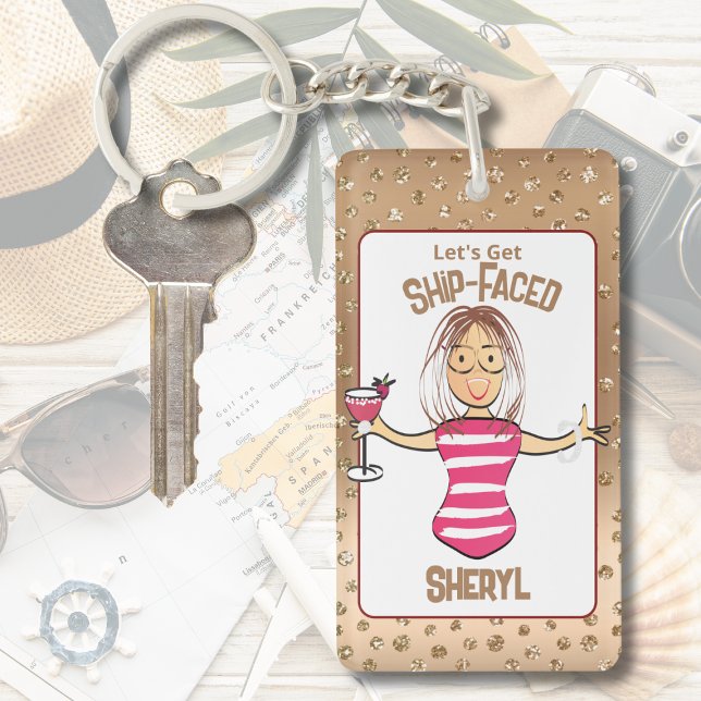 Funny Vacation Cruise Girls Trip Weekend Sparkle Keychain (Creator Uploaded)