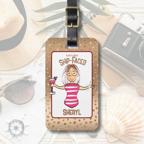 Funny Vacation Cruise Girls Trip Weekend Sparkle Luggage Tag