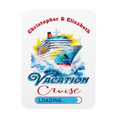 Funny Vacation Loading Cruise Monogram Ship Door  Magnet