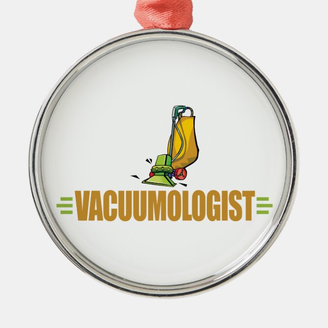 Funny Vacuuming Metal Ornament (Front)
