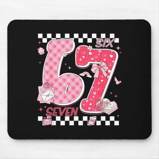 Funny Valentine 67 Six Seven Meme Nk Bow Boy Girl  Mouse Pad (Front)