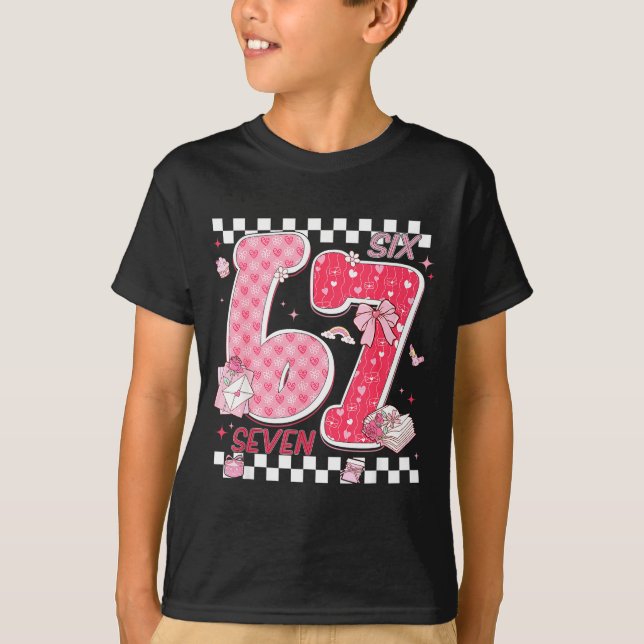 Funny Valentine 67 Six Seven Meme Nk Bow Boy Girl  T-Shirt (Front)
