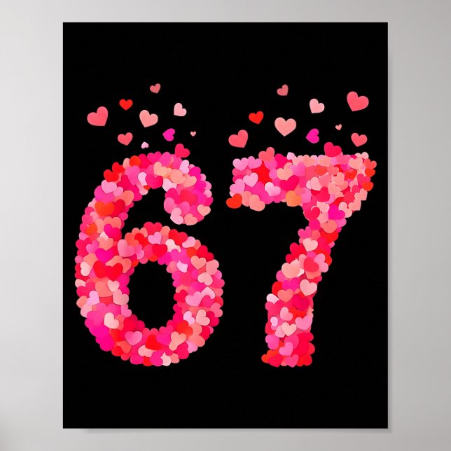 Funny Valentine 6 7 Meme Boy Six Seven Hearts Gen  Poster (Front)