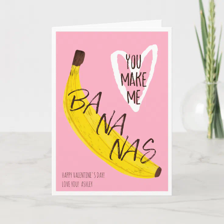 Funny valentine bananas quote 3 photos collage card | Zazzle